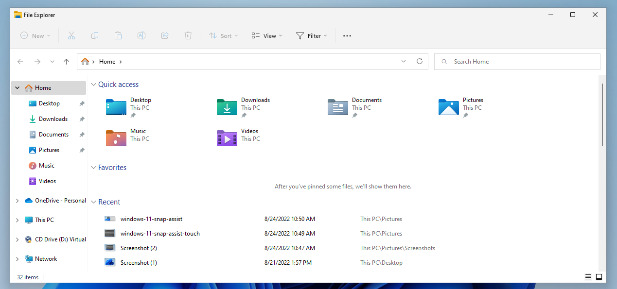 Giao diện File Explorer trong Windows 11 2022 update