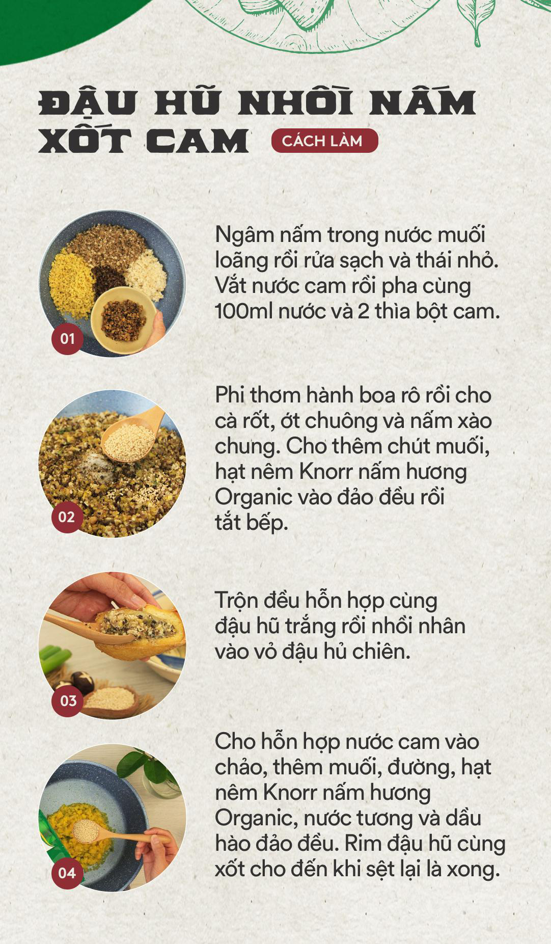 Nấm đùi gà nướng có màu sắc hấp dẫn kích thích vị giác