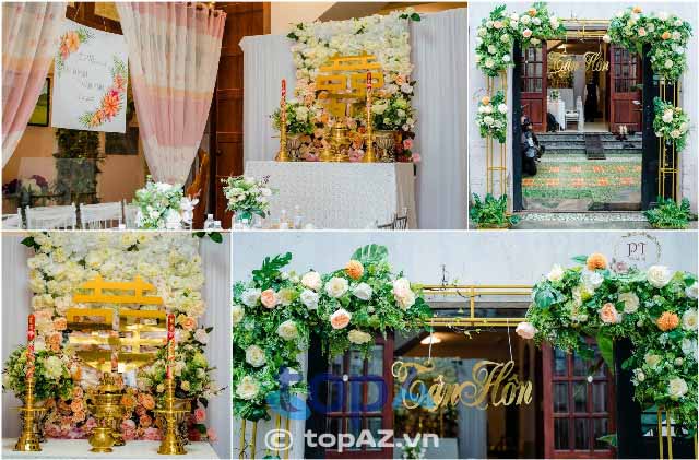Wedding planner đang tư vấn ý tưởng trang trí cho cô dâu chú rể
