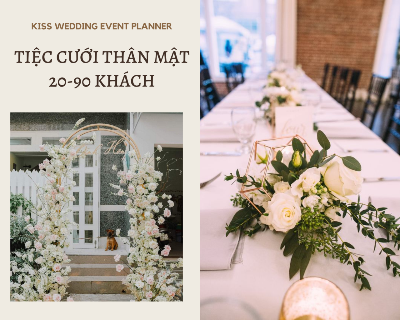 Phối màu và chất liệu tiệc cưới ấm cúng