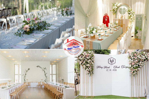 Mẫu trang trí tiệc cưới tại nhà trọn gói với phong cách tối giản