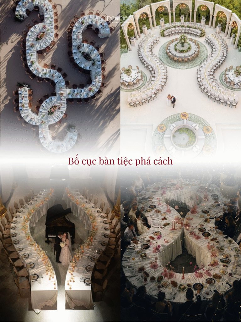 Bố cục bàn tiệc cưới phá cách