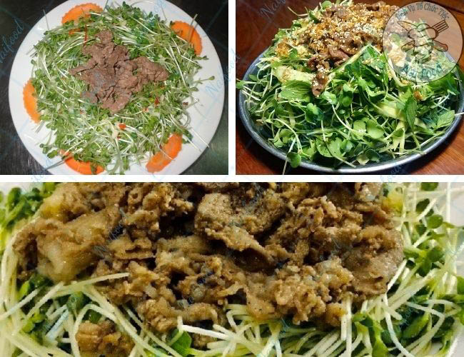 Bò trộn rau cải mầm món ăn hiện đại