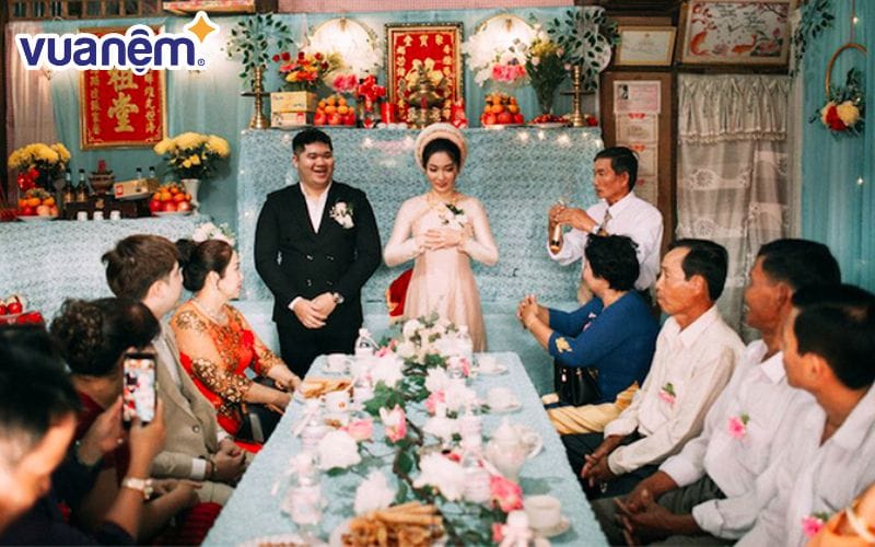 Lễ cưới tại nhà cô dâu (lễ vu quy) trang trọng và ấm cúng