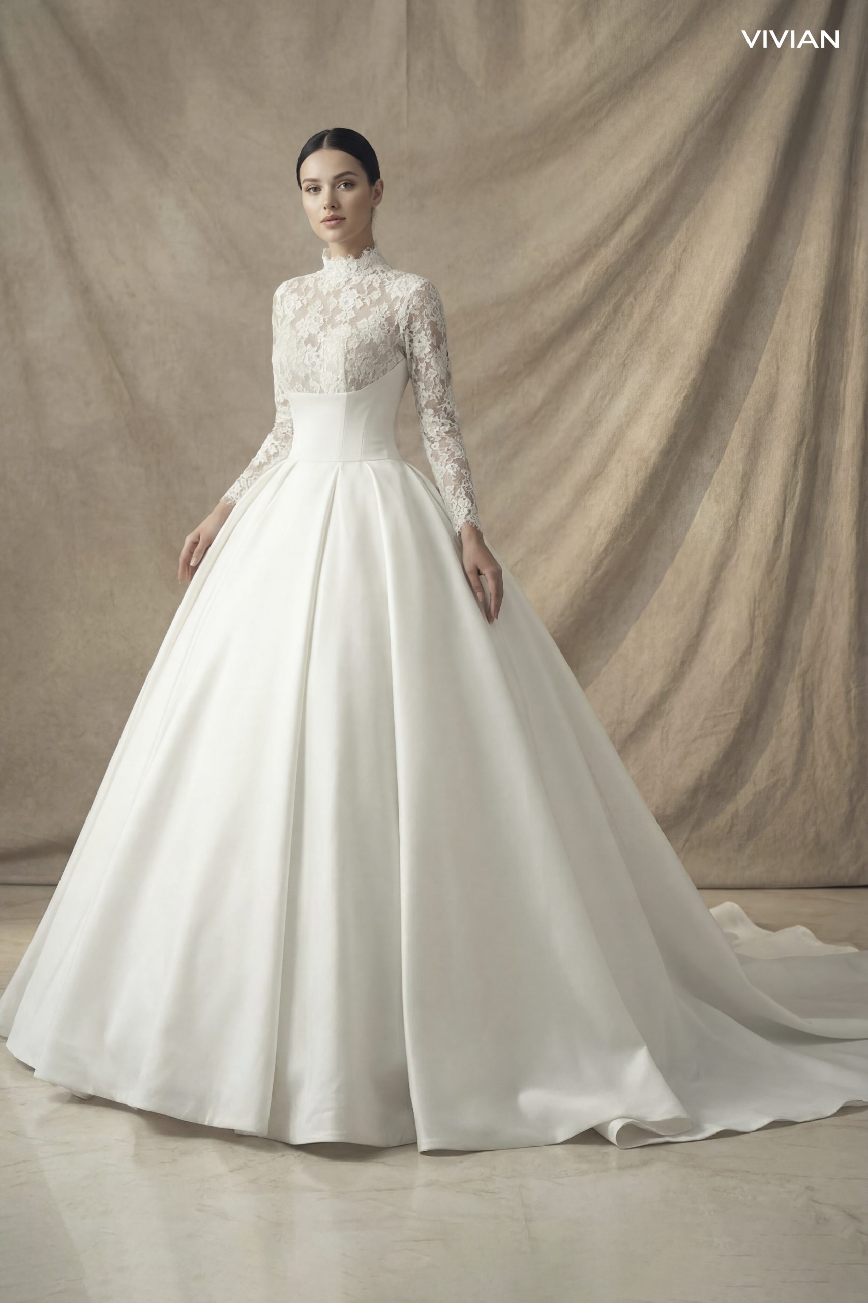 Xu hướng váy cưới lụa satin phối ren cổ điển