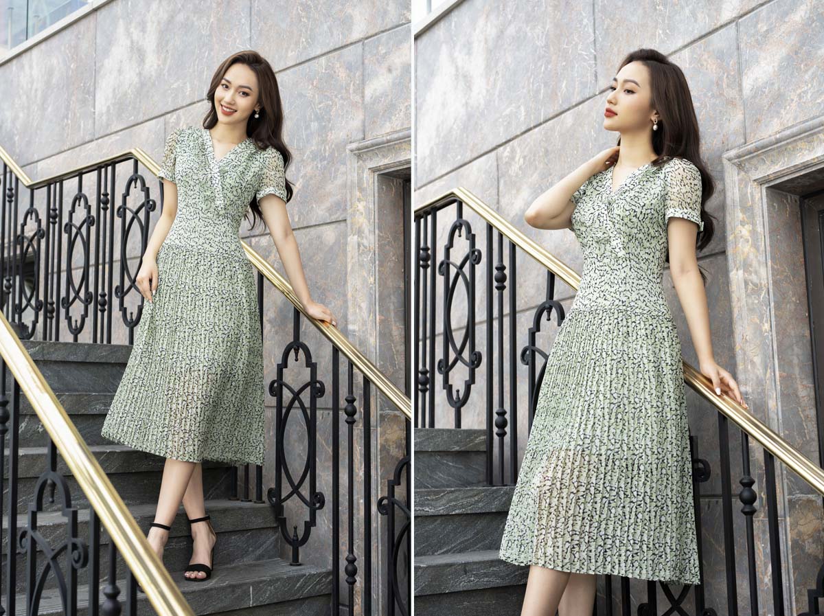 Mẫu đầm hoa nhí công sở đẹp
