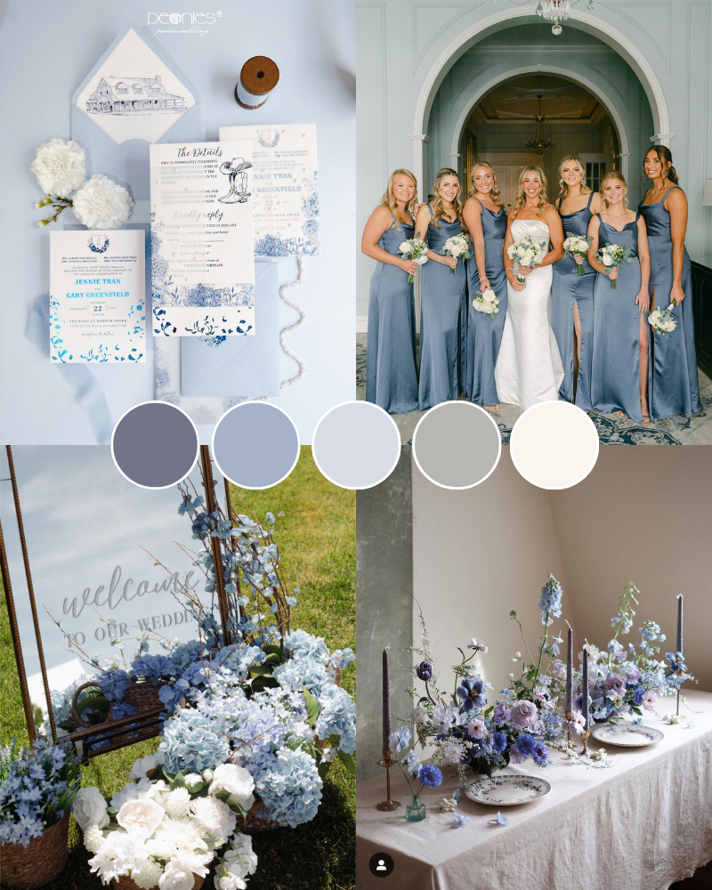 Bảng màu Stormy Blue và Dusty Blue mang phong cách hiện đại