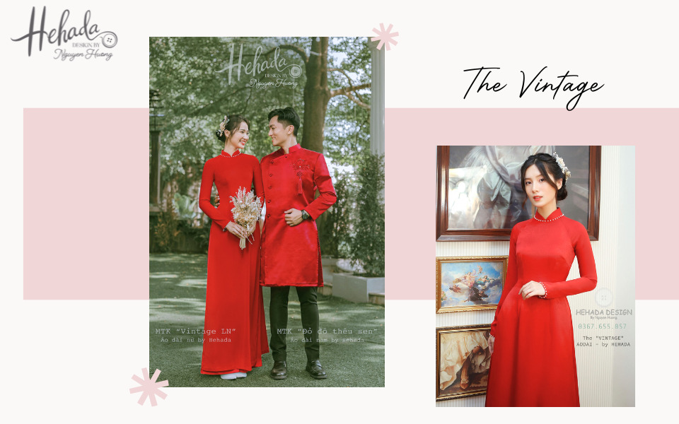 Mẫu áo dài cưới đỏ trơn