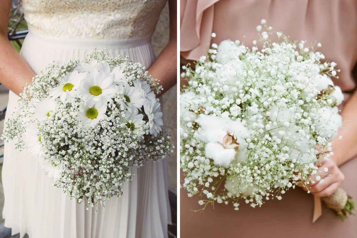 Baby's breath trắng tạo vẻ mong manh và tinh tế