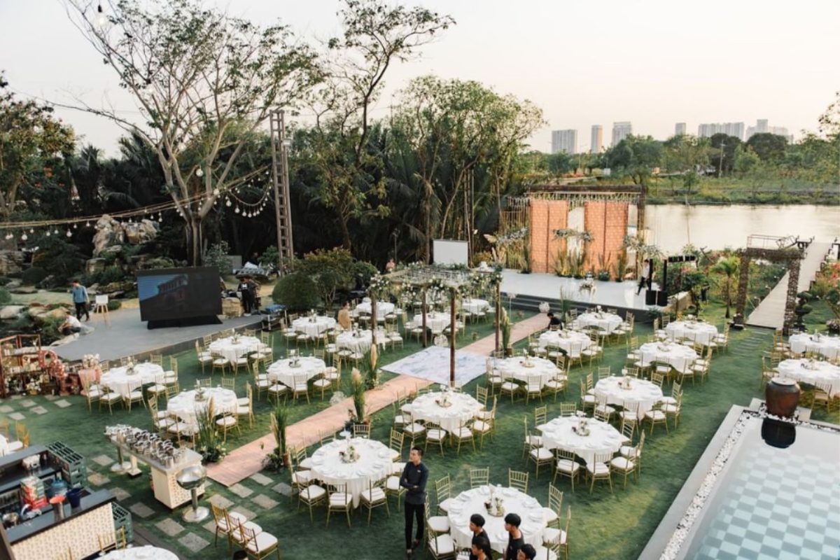 Không gian tiệc cưới ngoài trời tại Meliá Hồ Tràm