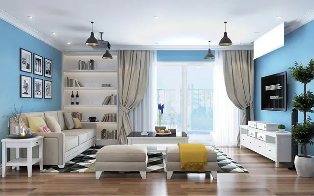 Bố trí phòng khách gia chủ mệnh Thủy cân bằng yếu tố nước và ánh sáng