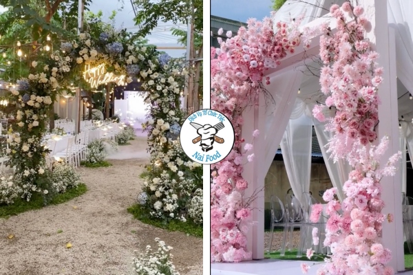Cổng hoa cưới đơn giản tại nhà