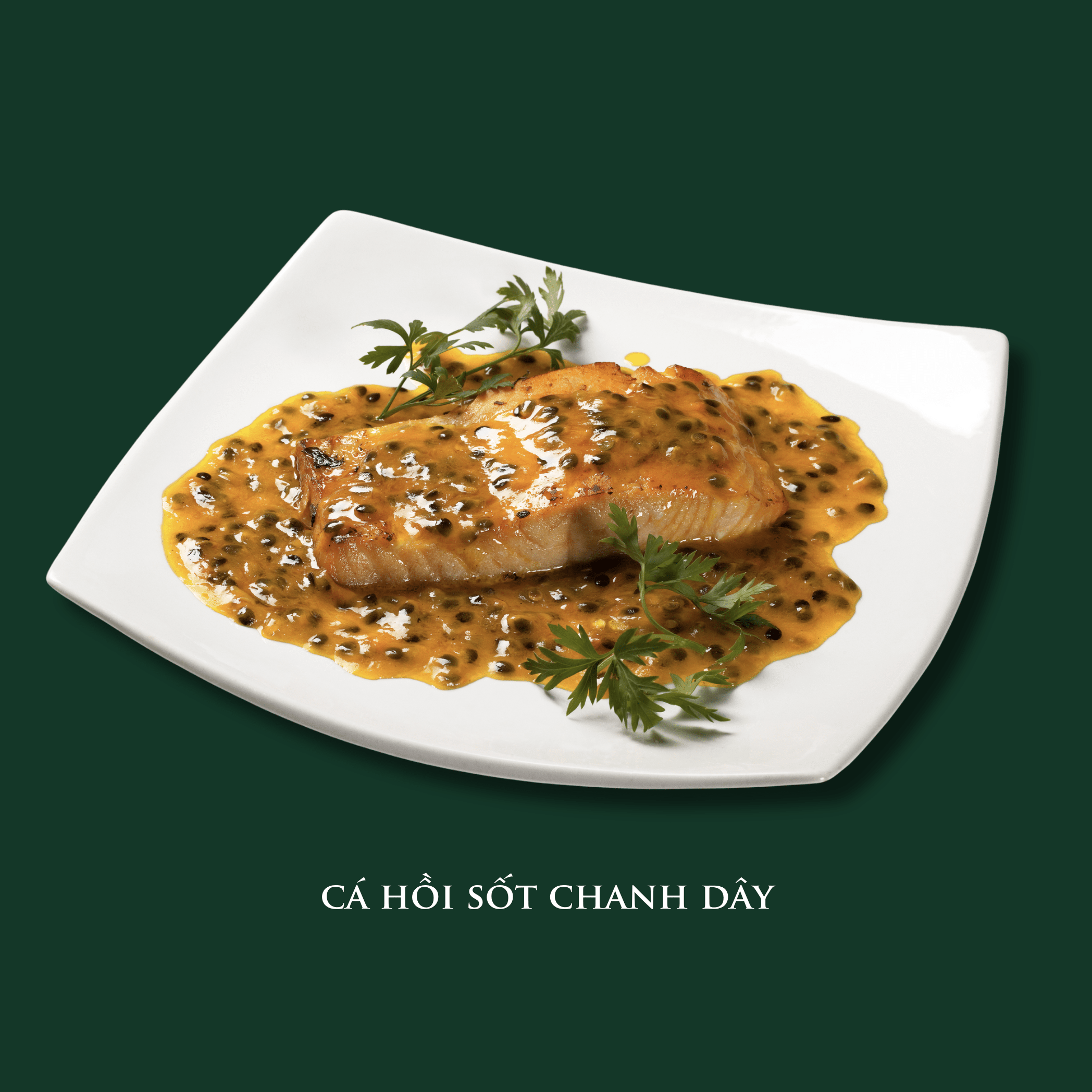 Cá hồi sốt chanh dây hiện đại