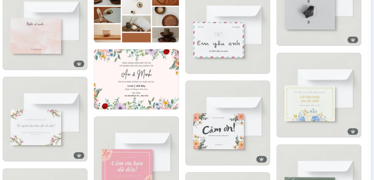 Mẫu thiệp cưới hiện đại trên Canva
