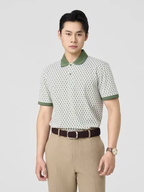 Áo polo nam slim họa tiết in tràn chống nhăn tôn dáng