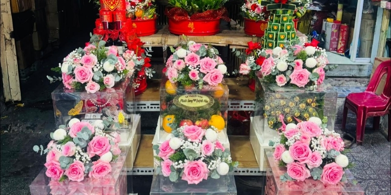 Tráp cưới truyền thống với đầy đủ lễ vật nghi thức