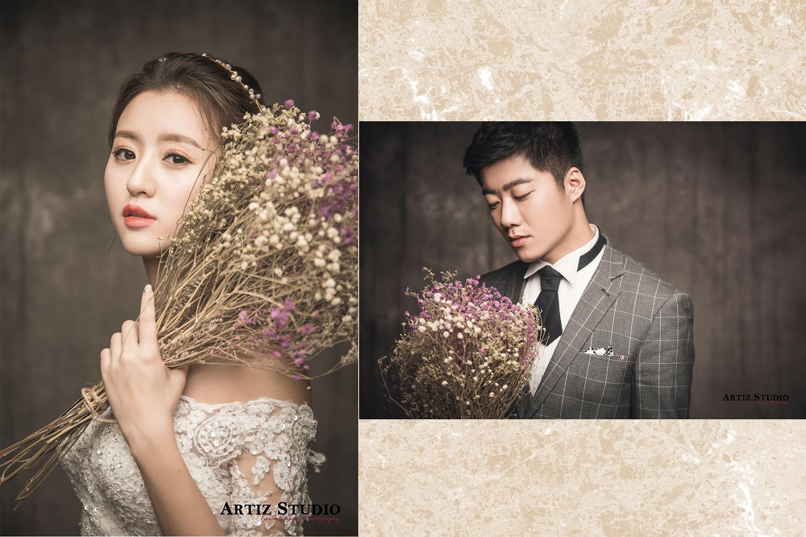 Cặp đôi trong trang phục Hàn Quốc, nhẹ nhàng lãng mạn tại studio