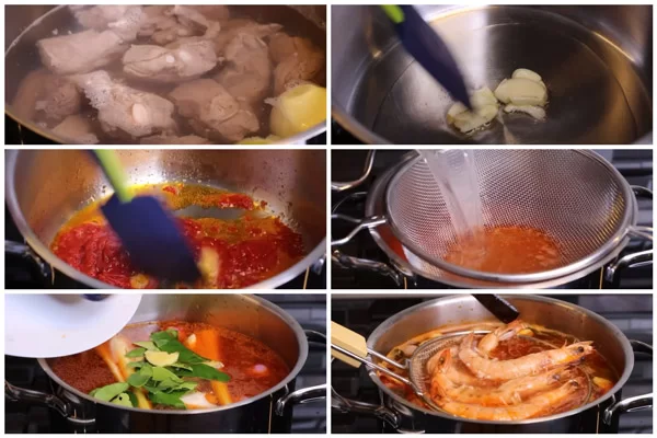 Nấu nước dùng bún hải sản
