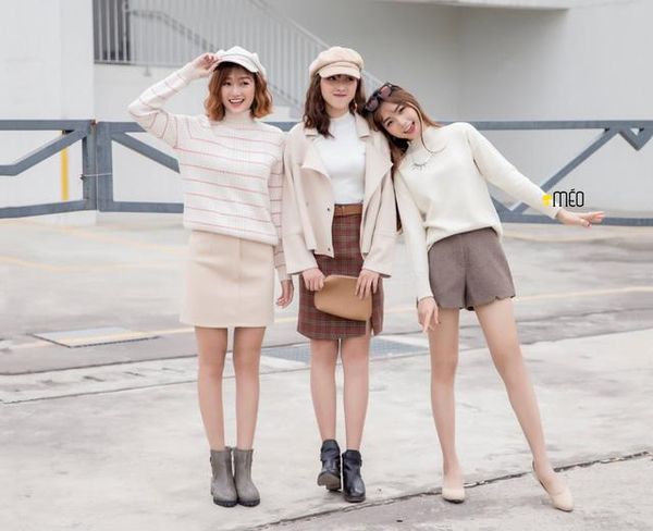 Cách phối áo len với chân váy chữ A thanh lịch