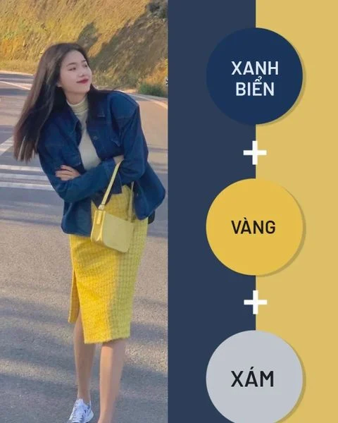 Xanh dương phối với màu gì - vàng