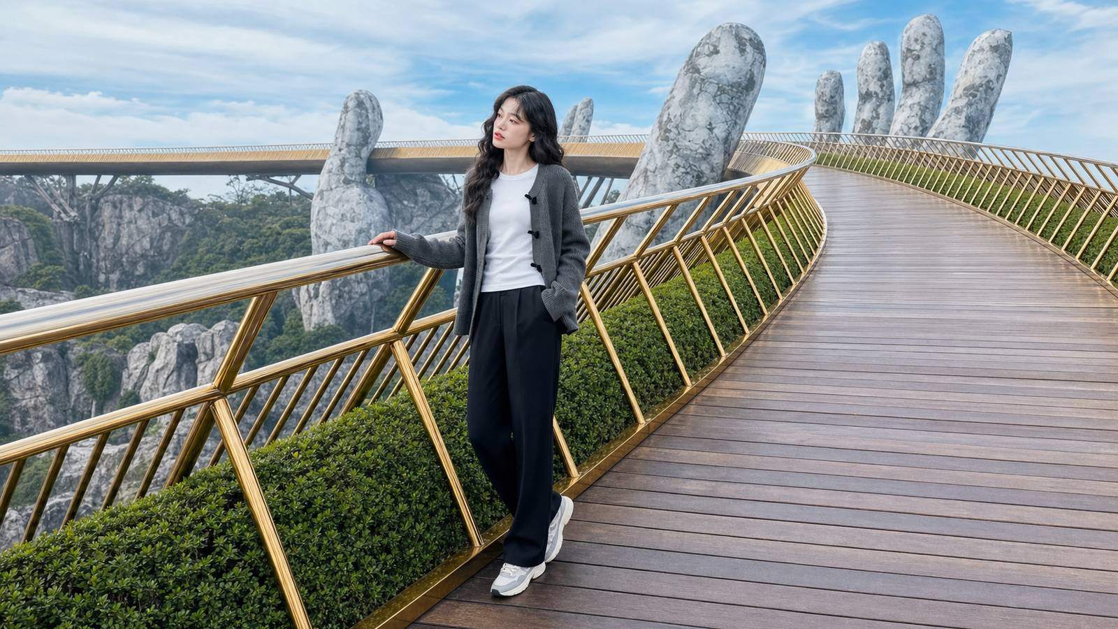 Set đồ cơ bản có thể thêm bớt lớp ngoài khi đi Bà Nà Hill
