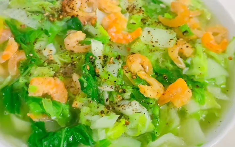 Canh cải bẹ dún nấu tôm