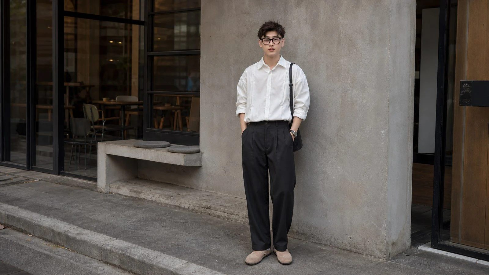 Form oversize cho áo sơ mi trắng nam