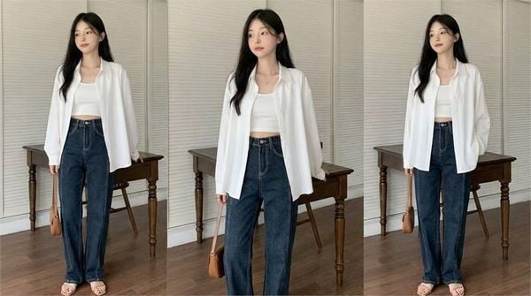 Áo sơ mi nữ form rộng mặc layer bên trong