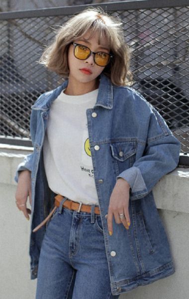 Mix đồ denim on denim đồng bộ trẻ trung