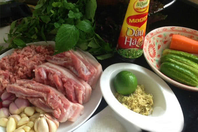 Nguyên liệu làm bún chả Hà Nội