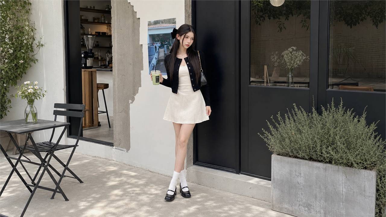 Áo len cardigan ngắn khoác ngoài váy hai dây cho ngày se lạnh