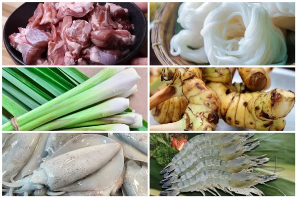 Nguyên liệu chính để nấu bún Thái hải sản