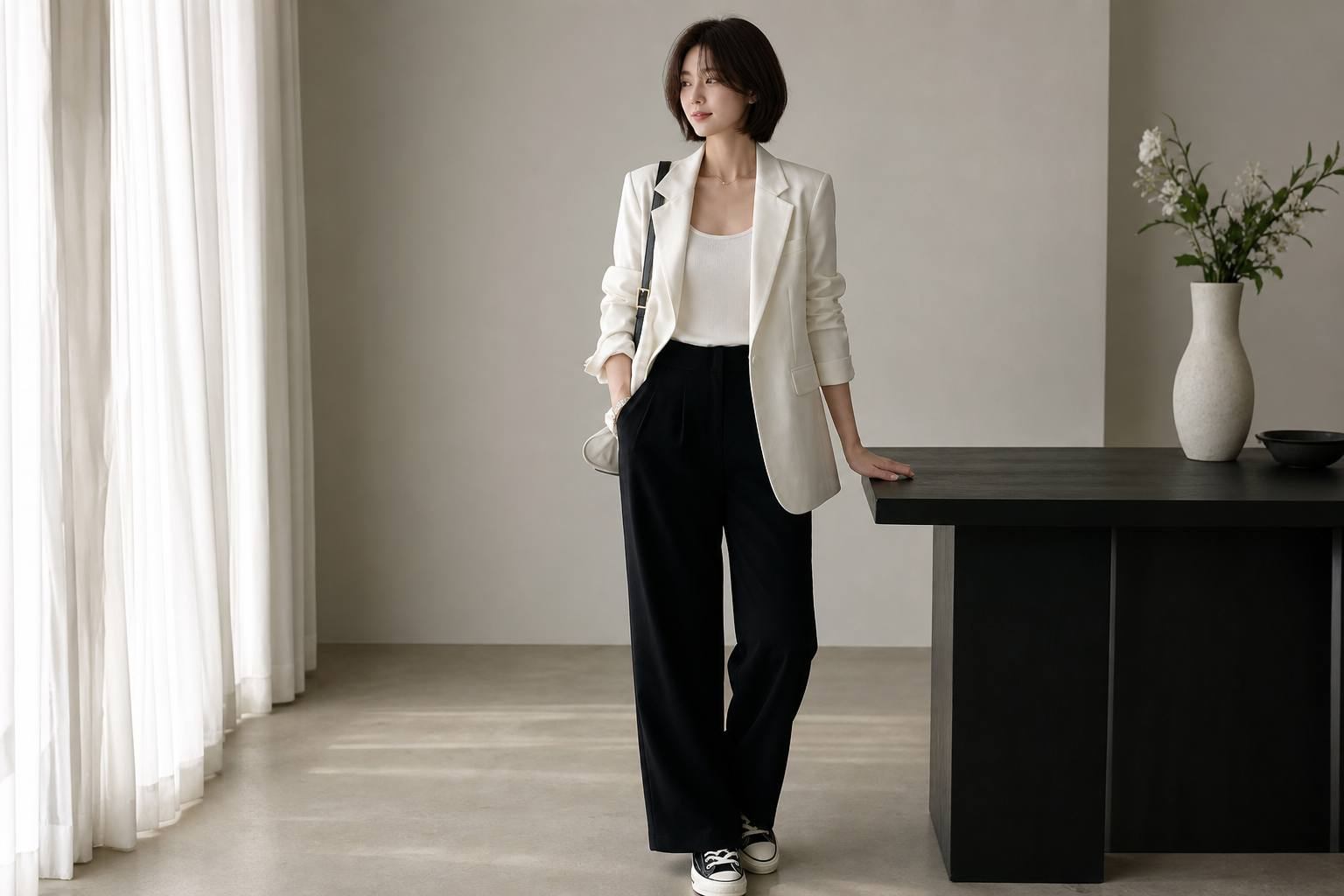 Áo blazer nữ phối áo hai dây nữ tính