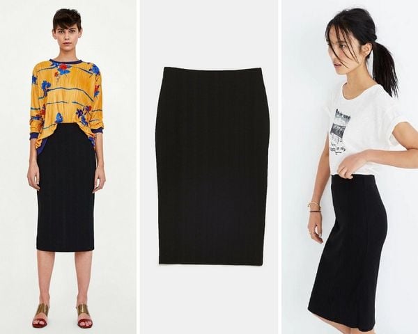 Phối váy bút chì với áo phông