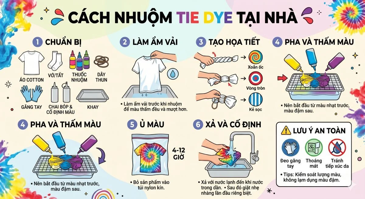 Cách nhuộm tie dye tại nhà