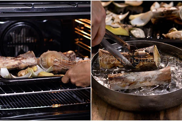 Nướng xương bò để nước dùng phở trong và thơm