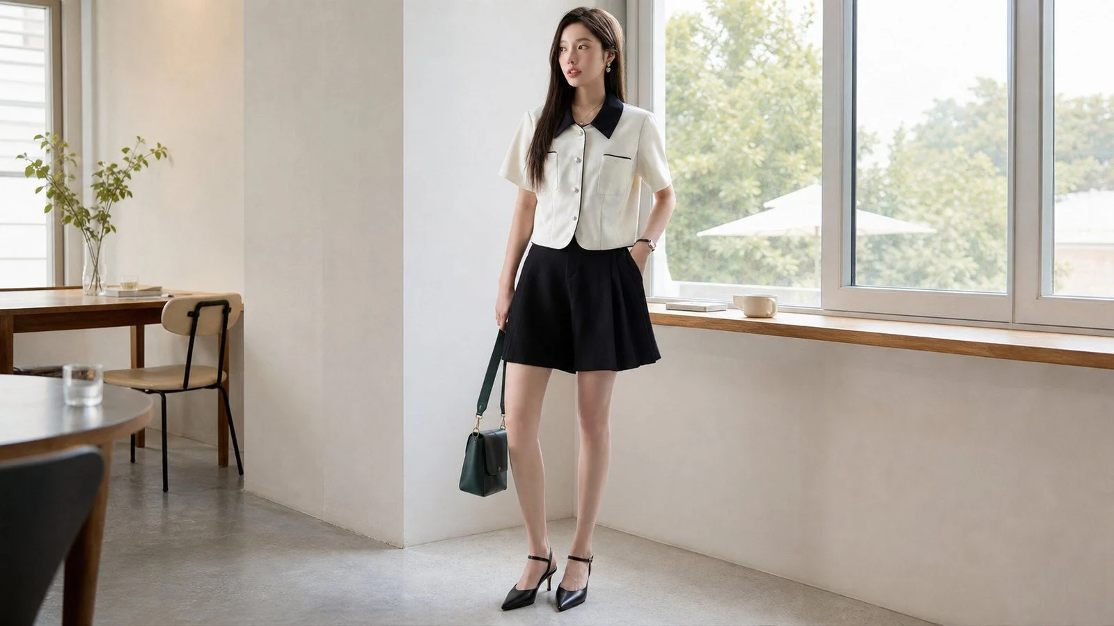 Áo sơ mi bất đối xứng tối giản