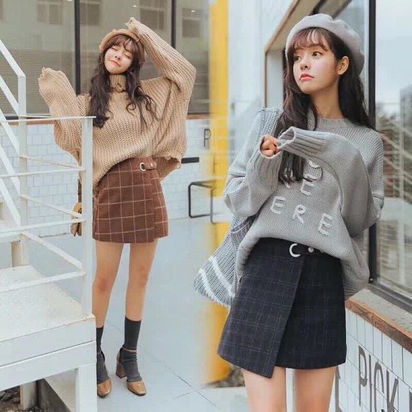Cách chọn chân váy chữ A khi mặc với áo len