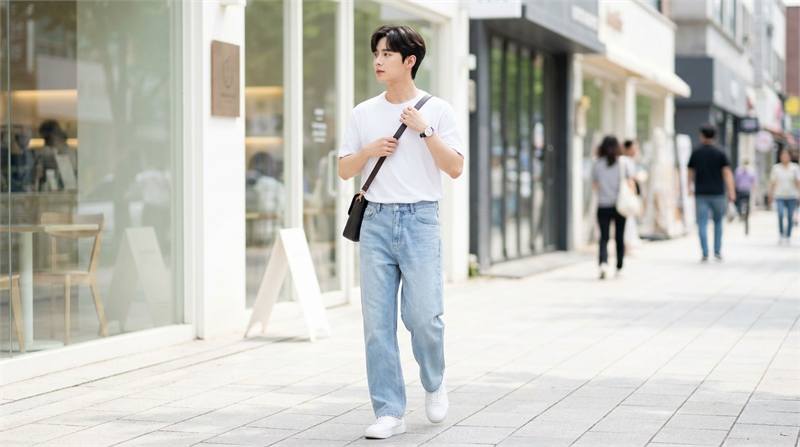 Phối đồ sành điệu với quần jean ống rộng cùng áo thun ôm hoặc croptop, sơ mi trắng đơn giản, tạo vẻ ngoài trẻ trung, gọn gàng và không bị thô