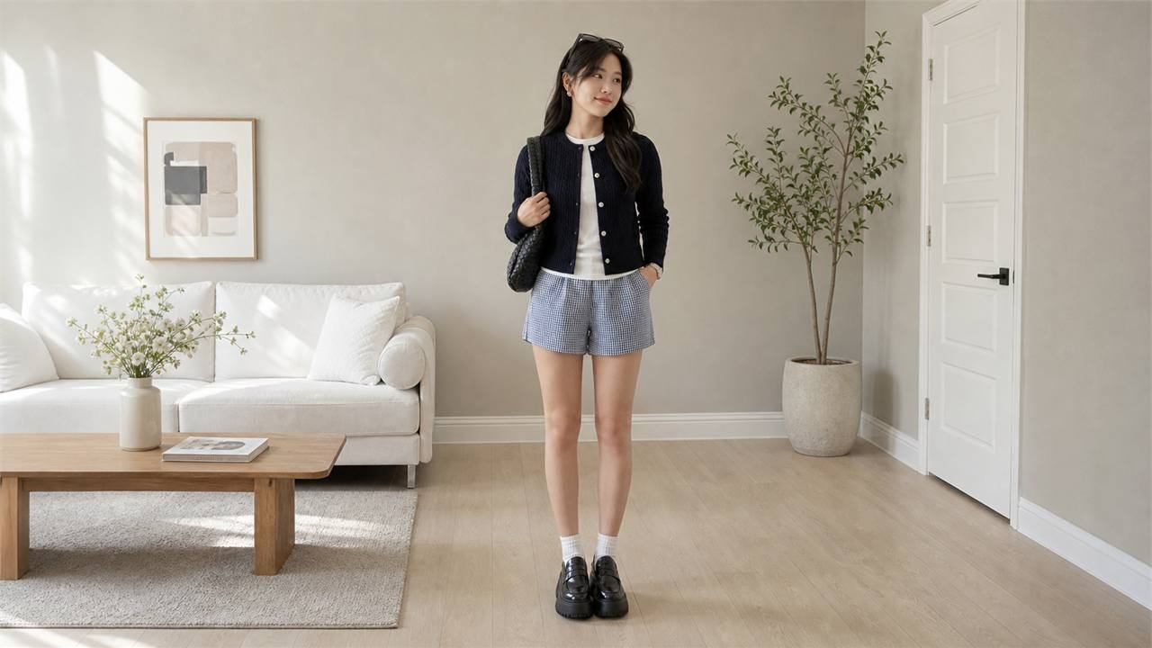 Áo thun trơn vừa người làm lớp trong gọn đẹp cho cardigan ngắn