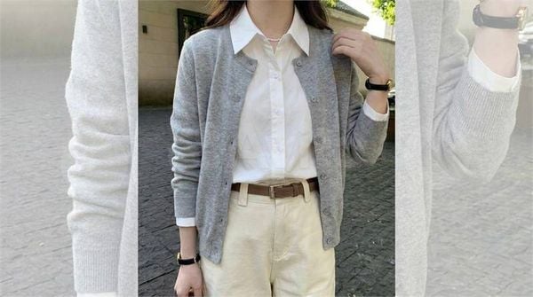Áo sơ mi nữ phối cardigan dịu dàng