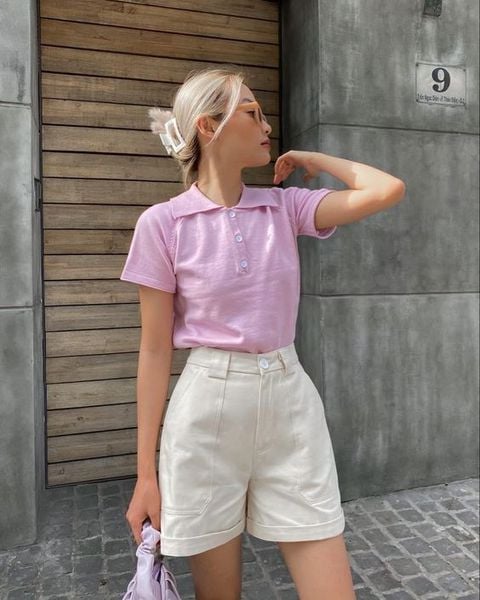 Áo polo nữ phối cùng quần short