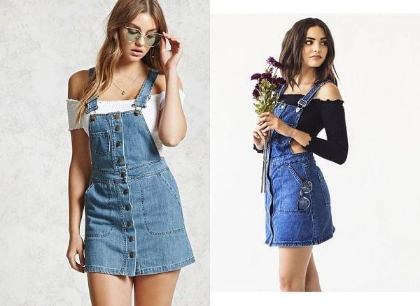 Yếm phối cùng áo thun trễ vai