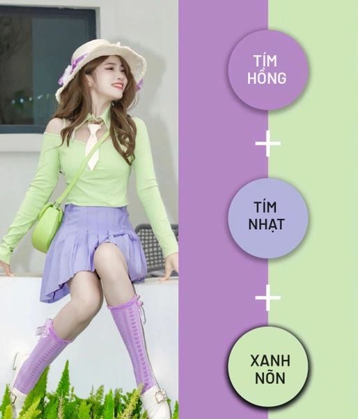 Xanh lá phối với màu gì - tím nhạt