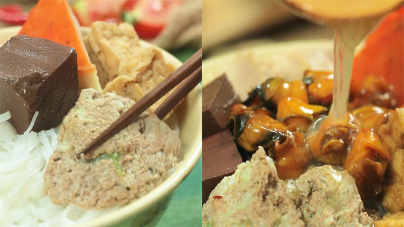 Xào ốc và chưng gạch cua