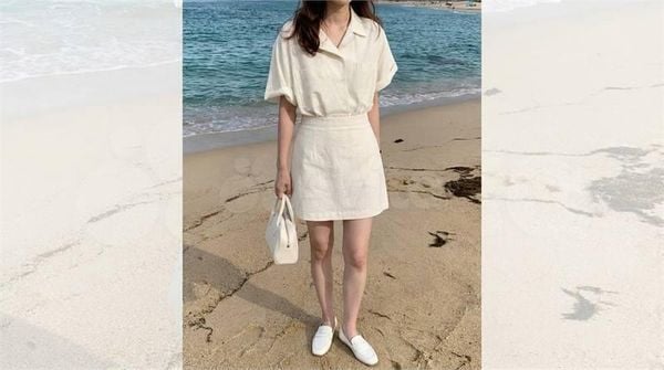 Áo sơ mi nữ phối chân váy chữ A nữ tính