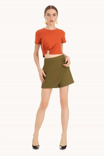 Croptop mix quần short cạp cao năng động