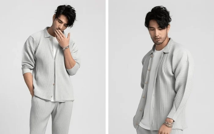 Áo sơ mi nam xếp ly tạo hiệu ứng thị giác độc đáo