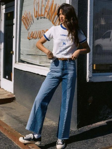 Bản phối kinh điển giữa ringer tee và quần jean