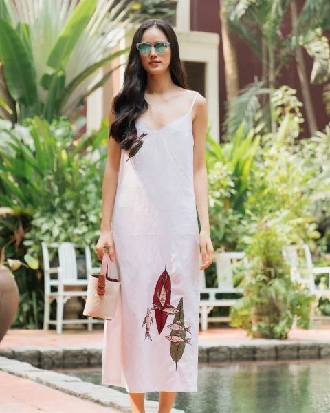Đầm linen 2 dây mặc lớp trong hoặc phối ngoài